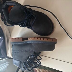 Black Leather Lace-Up Boots